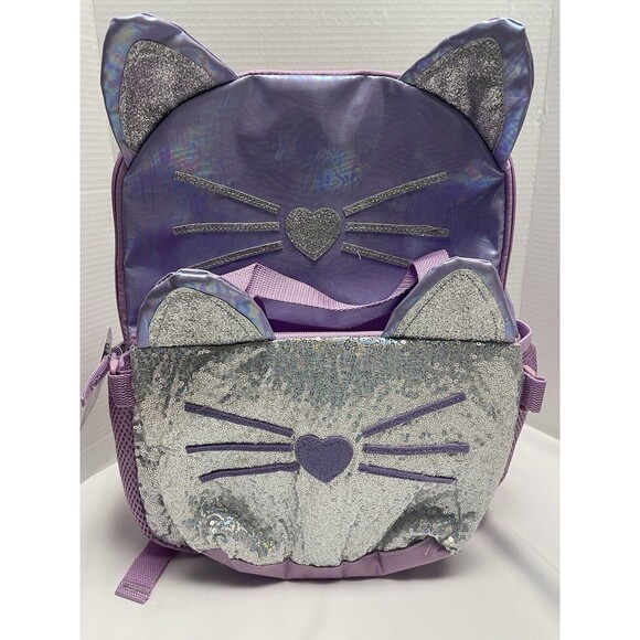 Girls 16" Laptop Backpack Booking with Lunch Bag 2-Piece Set, Purple Kitty New - Picture 2 of 16